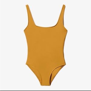 NWT Everlane yellow square neck one piece swim suit